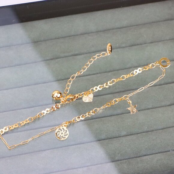 "Rose Gold Anklet with Star & Charm Accents, XPAL1057 - Picture 8 of 12